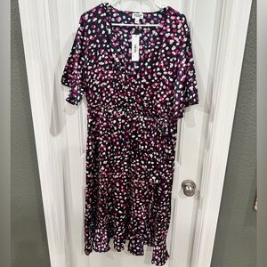 Caralyn Mirand x The Drop Wrap Midi Dress XL NWT Black Pink Polka Dot
